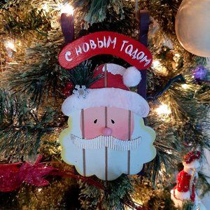 7"Handmade Russian Santa New Year Ornament Sleigh